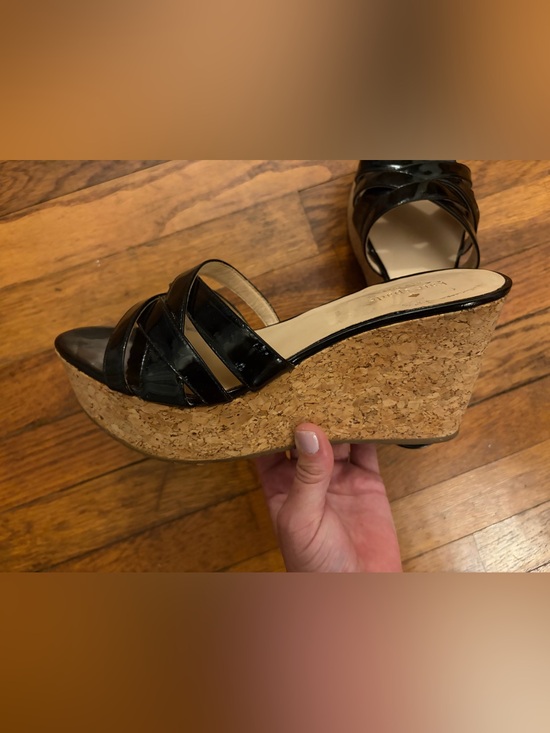 kate spade Shoes - KATE SPADE Women’s Black Patent Cork Wedge slide Sandal 8.5 platform sexy!